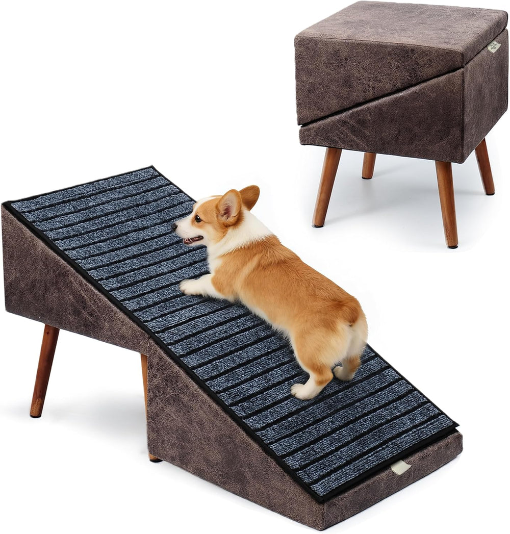 ( Shf L )  Ziluce Foldable Dog ramp for Couch, Non-Slip Wooden Pet ramp