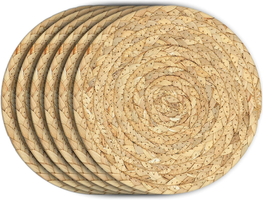 ( shf 7 ) Boho Trivets for Hot Dishes, Pots and Pans, Farmhouse Water Hyacinth Hot Pads 12 Inch
