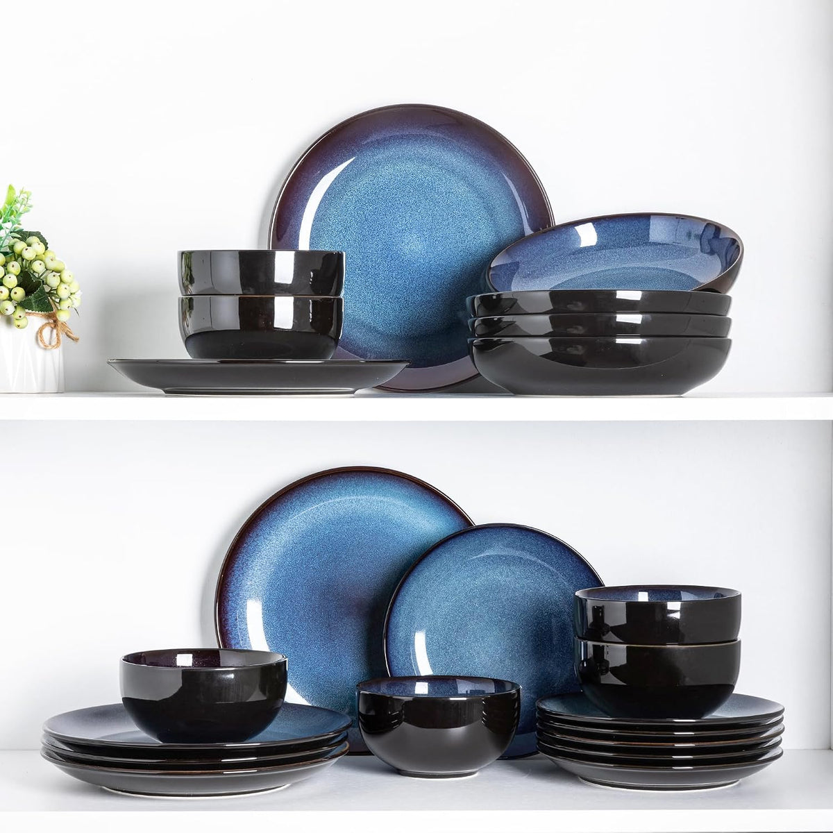 ( shf 03 ) LERATIO Ceramic Dinnerware Sets for 4,12Pcs Porcelain Plates and Bowls Set