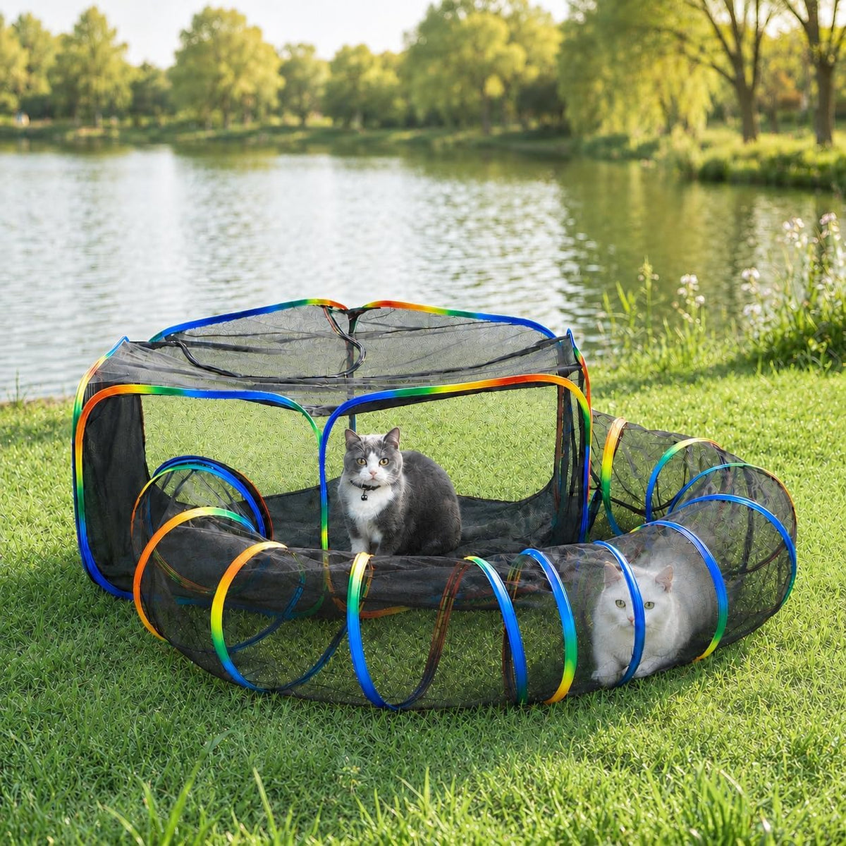 ( shf 26 ) LUCKITTY Portable Cat Enclosure - 2-in-1 Outdoor