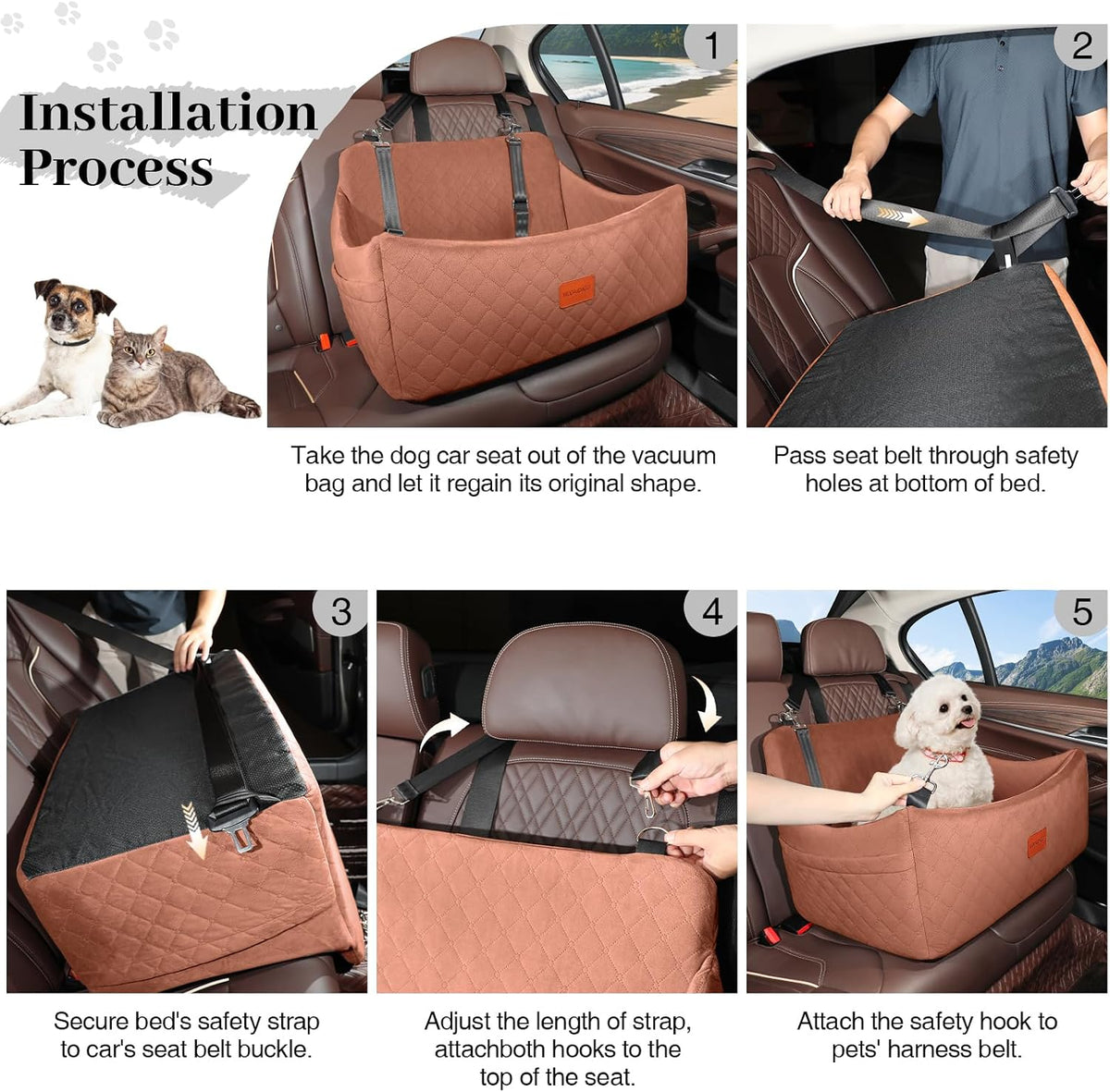 ( shf 30 ) Wooaidagg Dog Car Seat for Medium & Large Dogs
