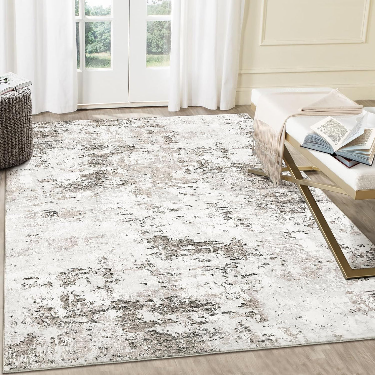 ROYHOME Abstract Area Rug 5x10, Washable Rug for Living Room,