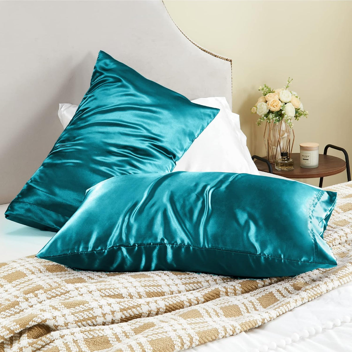 ( shf 25 ) BEDELITE Satin Pillowcases, King Size 20x40 Inch