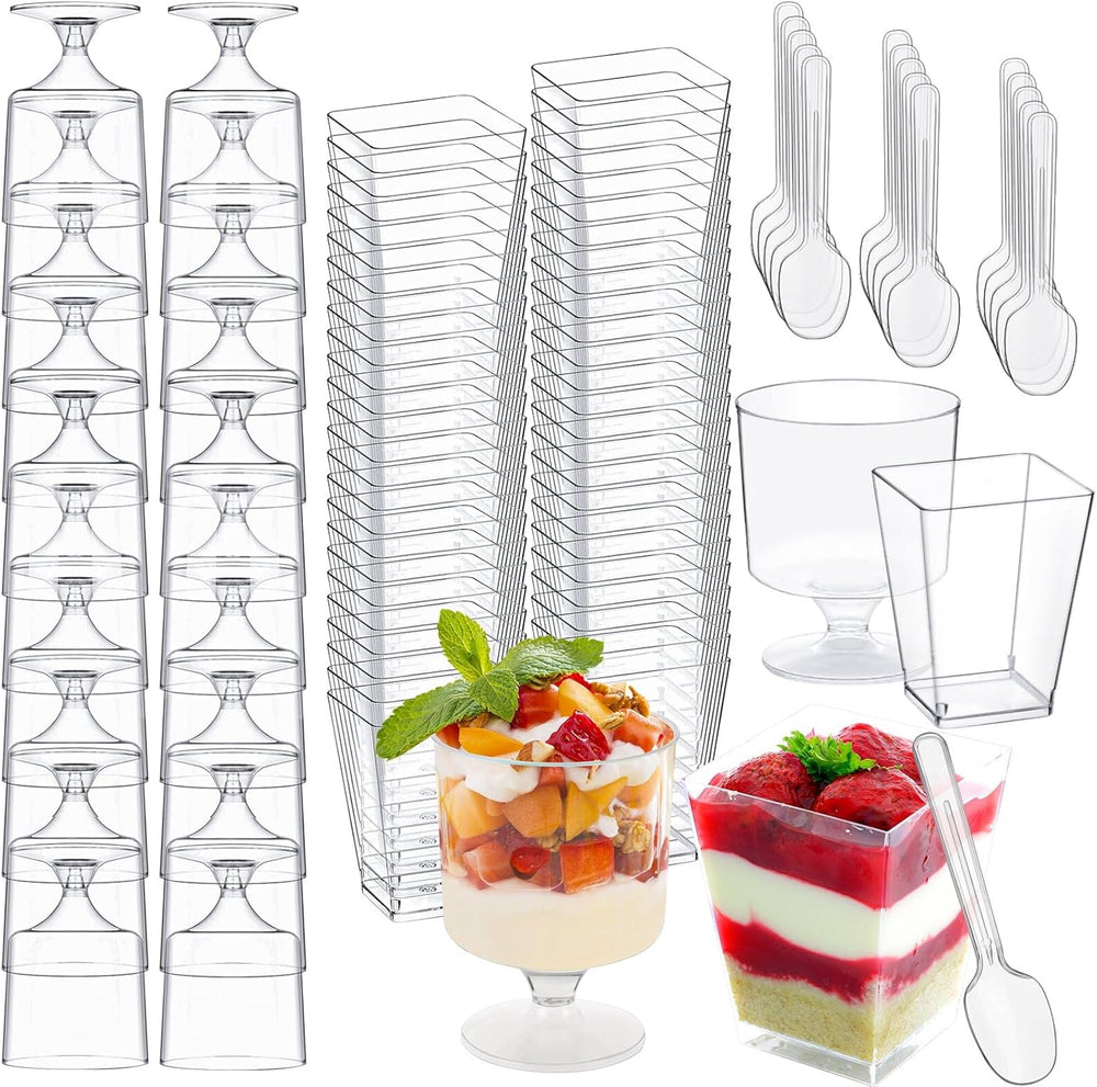 ( shf 02 ) 320-Pack Dessert Cups with Spoons 5 oz Mini Plastic