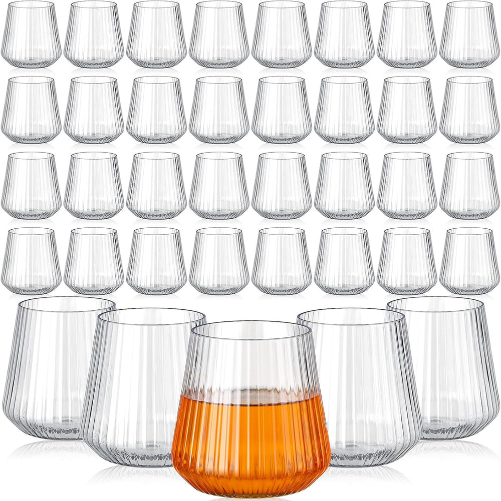 ( shf 31 ) Youbet 50 Pcs Disposable Plastic Wine Glasses Stemless Ribbed
