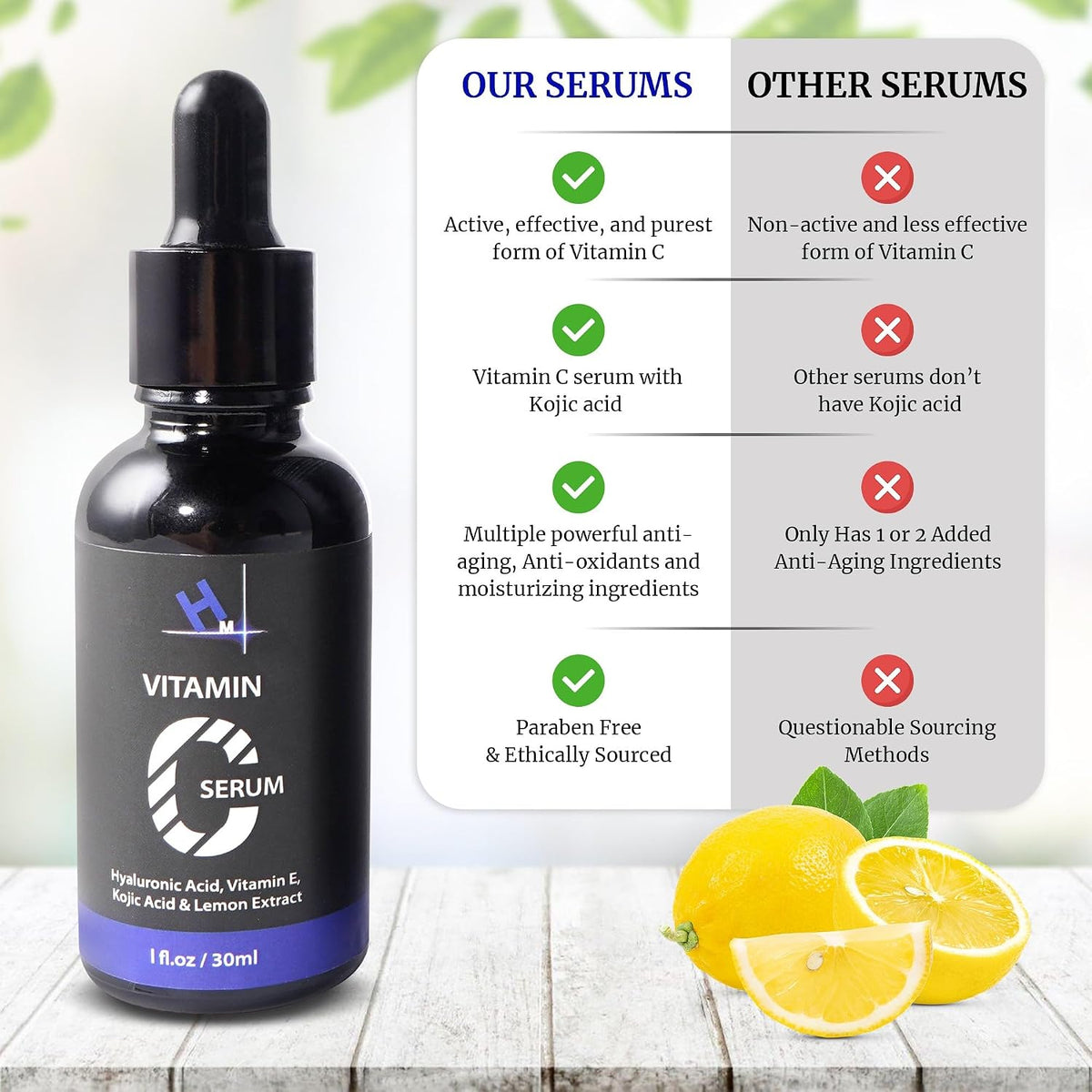 ( shf V ) HM Vitamin C Serum with Hyaluronic Acid, Vitamin E & 1 percent Kojic Acid