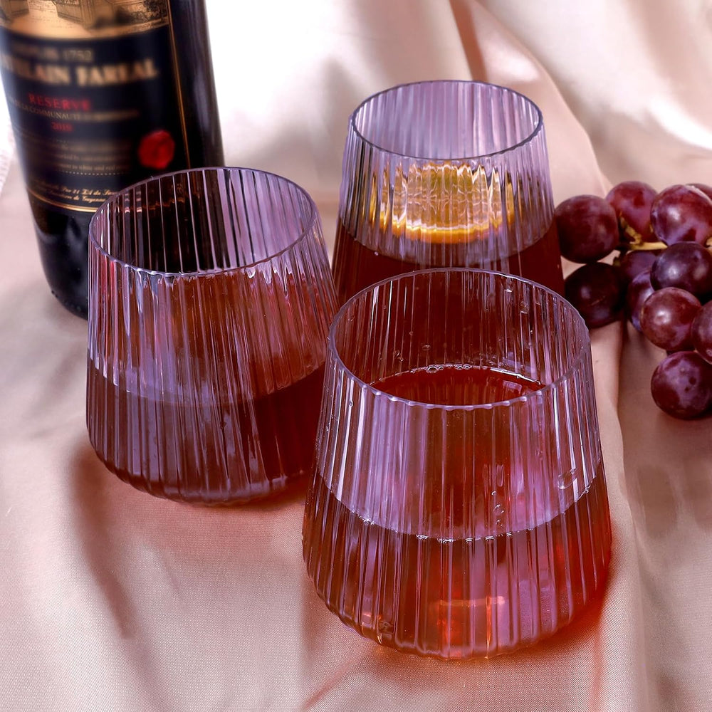 ( shf 31 ) Youbet 50 Pcs Disposable Plastic Wine Glasses Stemless Ribbed