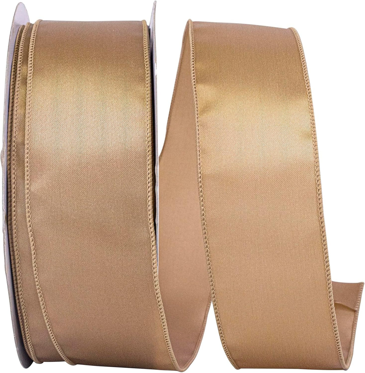 ( shf 24 ) Satin Value Wired Edge Ribbon ds, Antique Gold