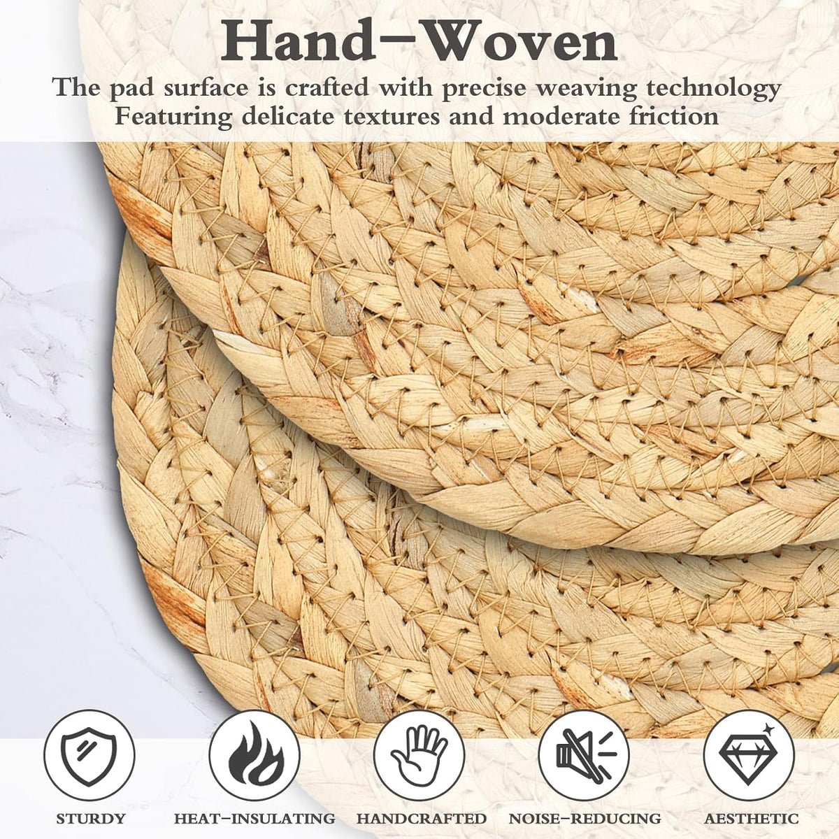 ( shf 7 ) Boho Trivets for Hot Dishes, Pots and Pans, Farmhouse Water Hyacinth Hot Pads 12 Inch