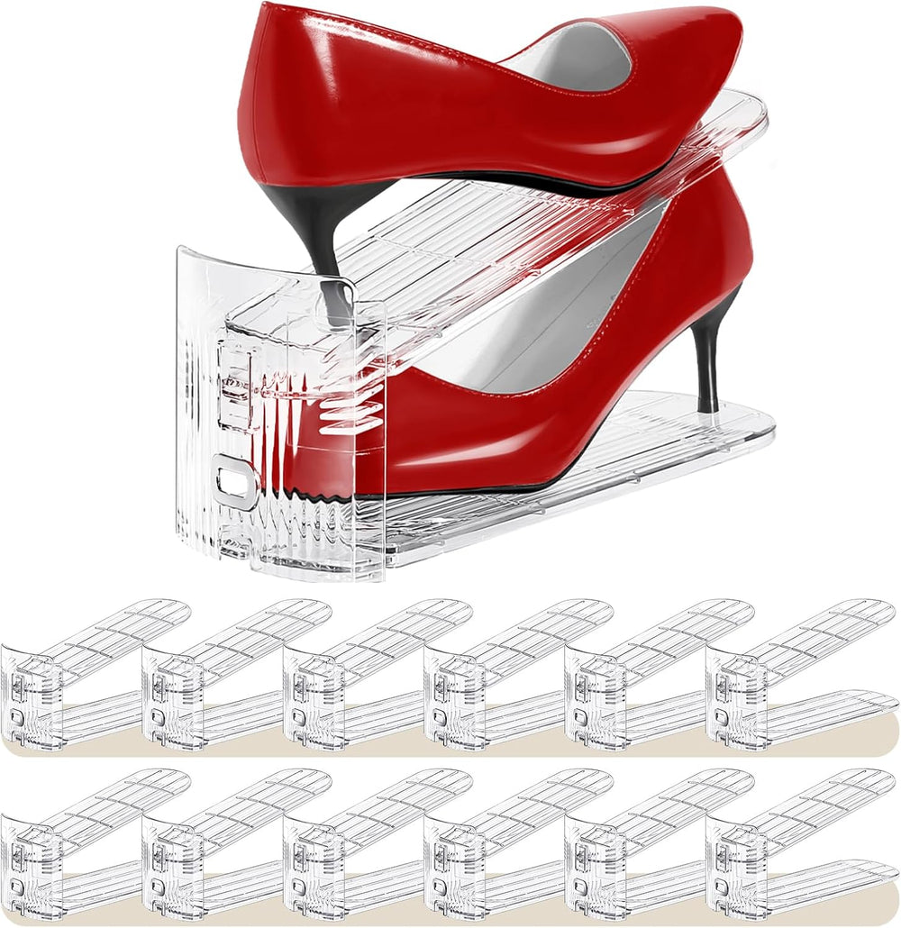 ( shf 13 ) Tgzwme Shoe Slots Organizer - Shoe Stacker, 3 Levels Adjustable,Space