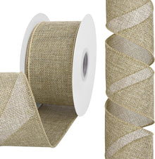 ( shf 24 ) Rilisili Natural Burlap Wired Ribbon 2-1/2 Inch x Continuous 25