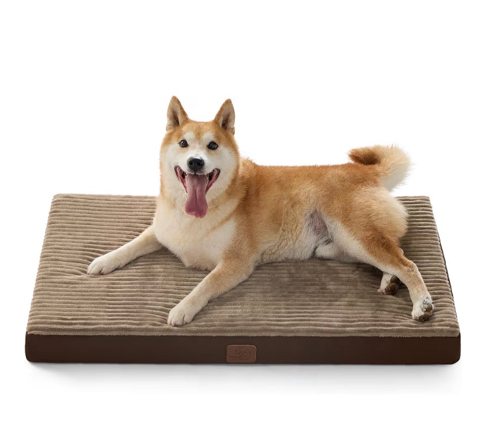Bedsure ComfyFleece Dog Beds Large Sized Dog- Orthopedic Pet Beds for Crate with Removable Machine Cover, NOT Waterproof Egg Crate Foam Puppy Mat for Pets Up to 50 lbs, 35x22x2.8, NOT Chewproof