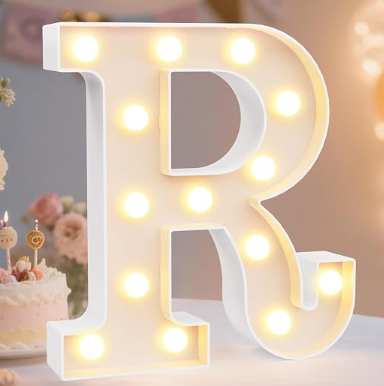 LED Marquee Letter Lights Sign, Light Up Alphabet Letter for Home Party Wedding Decoration R
