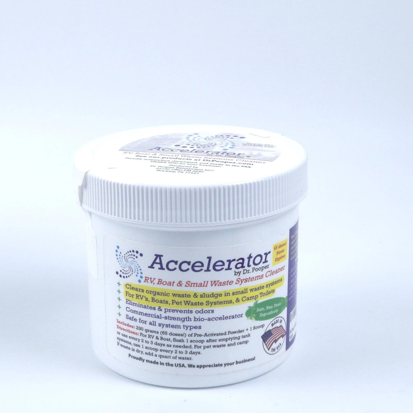 Accelerator By Dr. Pooper RV Boat & Small Waste Systems Cleaner 65 Doses, Scoops