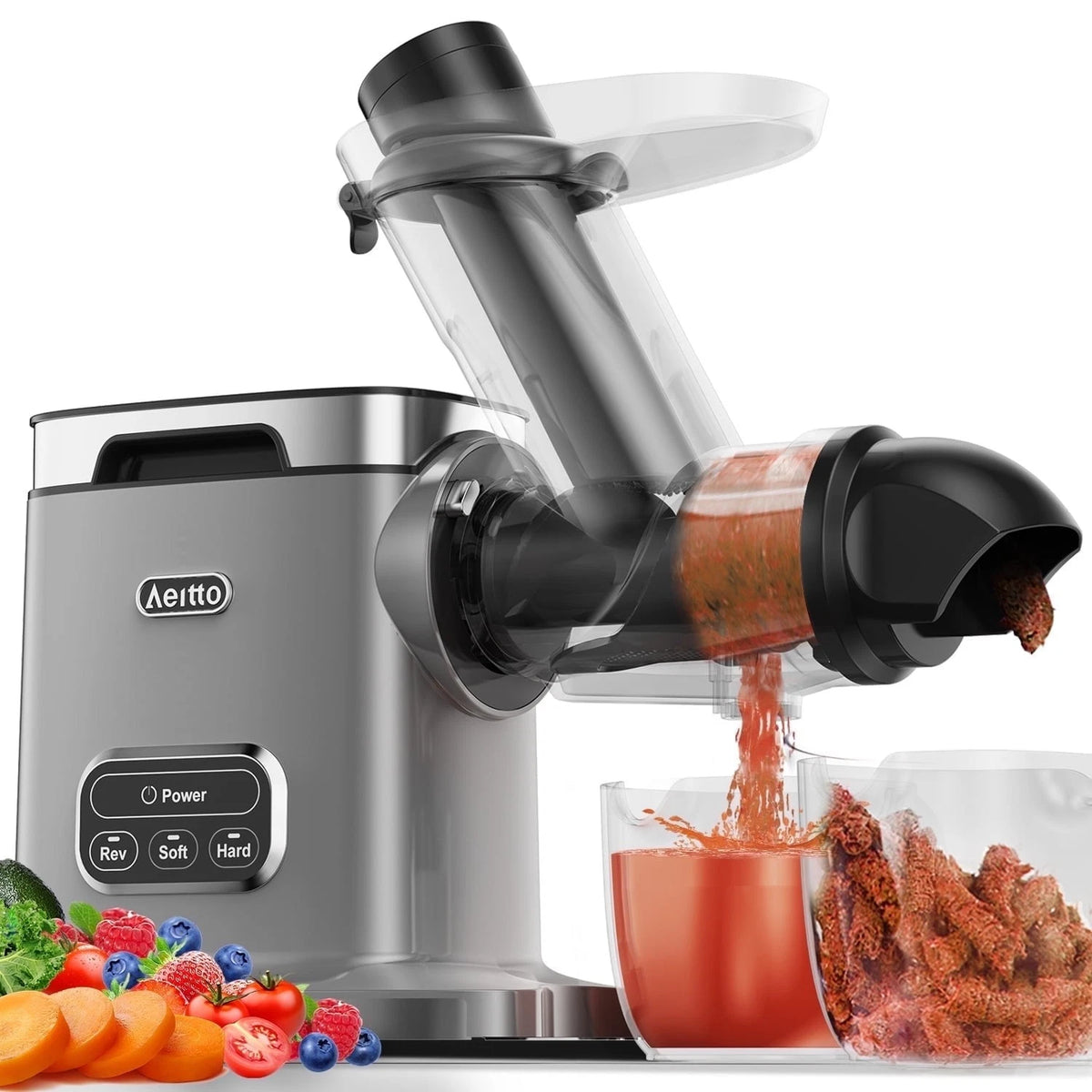 ( shf 05 ) Aeitto 1521-Black Cold Press Juicer, 3.6" Wide Chute, Slow Masticating Juicer