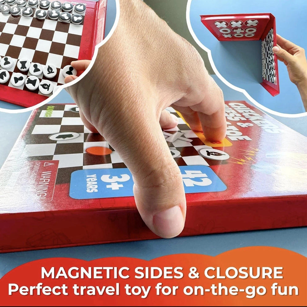 ( shf 01 ) Quokka Magnetic Travel Game Set Chess Checkers Tic Tac Toe