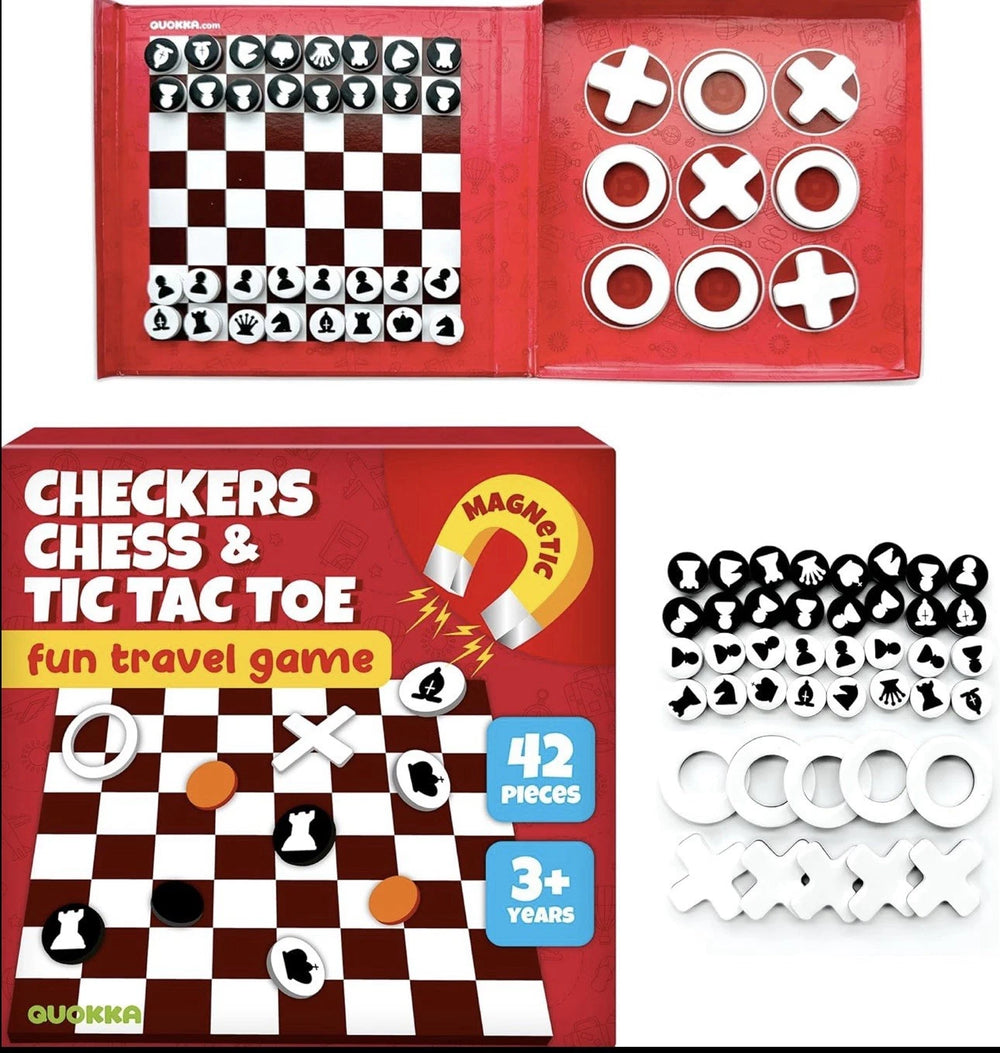 ( shf 01 ) Quokka Magnetic Travel Game Set Chess Checkers Tic Tac Toe
